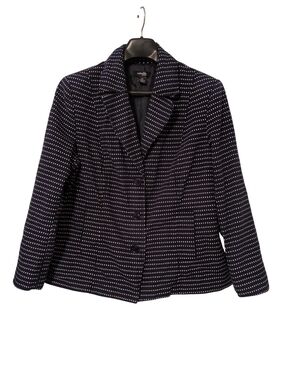 Rafaella Plus Size 18W Navy White Cotton Blazer Long Sleeve Jacket